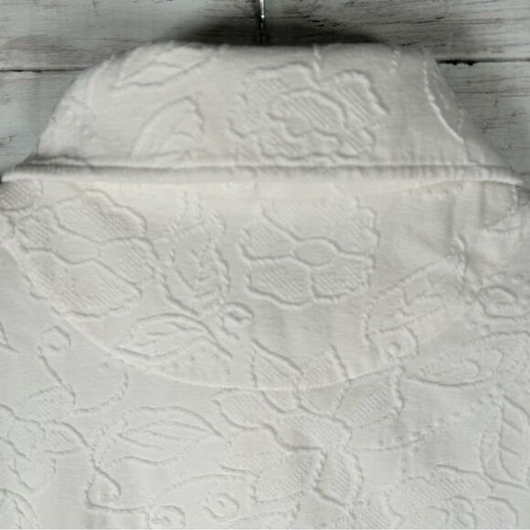 Coldwater Creek Jacquard Zip Front 3/4 Sleeves Active Travel White Jacket S - Picture 7 of 8